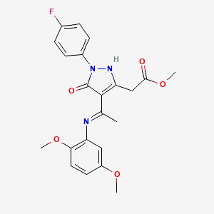 methyl [(4Z)-4-{1-[(2,5-dimethoxyphenyl)amino]ethylidene}-1-(4-fluorophenyl)-5-oxo-4,5-dihydro-1H-pyrazol-3-yl]acetate