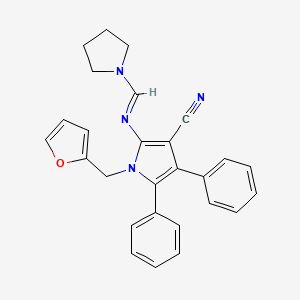 1-(furan-2-ylmethyl)-4,5-diphenyl-2-{[(E)-pyrrolidin-1-ylmethylidene]amino}-1H-pyrrole-3-carbonitrile