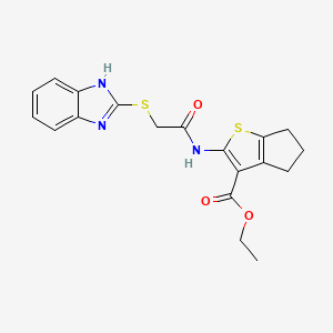 Ethyl 2-(2-((1H-benzo[d]imidazol-2-yl)thio)acetamido)-5,6-dihydro-4H-cyclopenta[b]thiophene-3-carboxylate