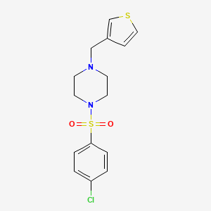 molecular formula C15H17ClN2O2S2 B10883462 1-[(4-Chlorophenyl)sulfonyl]-4-(thiophen-3-ylmethyl)piperazine 