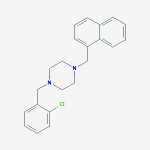 molecular formula C22H23ClN2 B10883532 1-[(2-Chlorophenyl)methyl]-4-(naphthalen-1-ylmethyl)piperazine 