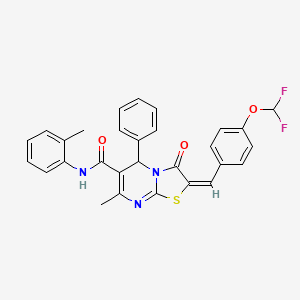 molecular formula C29H23F2N3O3S B10883533 (2E)-2-[4-(difluoromethoxy)benzylidene]-7-methyl-N-(2-methylphenyl)-3-oxo-5-phenyl-2,3-dihydro-5H-[1,3]thiazolo[3,2-a]pyrimidine-6-carboxamide 