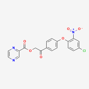 molecular formula C19H12ClN3O6 B10883548 2-[4-(4-Chloro-2-nitrophenoxy)phenyl]-2-oxoethyl pyrazine-2-carboxylate 