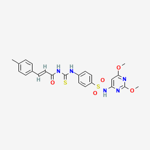 (2E)-N-({4-[(2,6-dimethoxypyrimidin-4-yl)sulfamoyl]phenyl}carbamothioyl)-3-(4-methylphenyl)prop-2-enamide