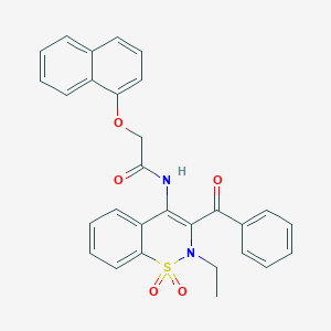 molecular formula C29H24N2O5S B10883560 N-[2-ethyl-1,1-dioxido-3-(phenylcarbonyl)-2H-1,2-benzothiazin-4-yl]-2-(naphthalen-1-yloxy)acetamide 