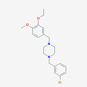 molecular formula C21H27BrN2O2 B10883608 1-(3-Bromobenzyl)-4-(3-ethoxy-4-methoxybenzyl)piperazine 