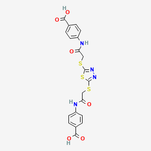 molecular formula C20H16N4O6S3 B10883627 4,4'-{1,3,4-Thiadiazole-2,5-diylbis[sulfanediyl(1-oxoethane-2,1-diyl)imino]}dibenzoic acid 