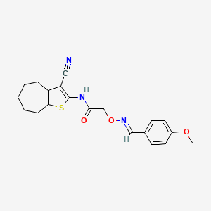 molecular formula C20H21N3O3S B10883659 N-(3-cyano-5,6,7,8-tetrahydro-4H-cyclohepta[b]thiophen-2-yl)-2-({[(E)-(4-methoxyphenyl)methylidene]amino}oxy)acetamide 