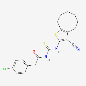 2-(4-chlorophenyl)-N-[(3-cyano-4,5,6,7,8,9-hexahydrocycloocta[b]thiophen-2-yl)carbamothioyl]acetamide