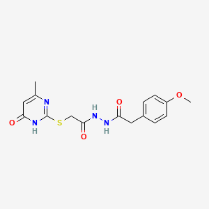 2-[(4-hydroxy-6-methylpyrimidin-2-yl)sulfanyl]-N'-[(4-methoxyphenyl)acetyl]acetohydrazide