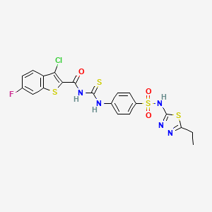 3-chloro-N-({4-[(5-ethyl-1,3,4-thiadiazol-2-yl)sulfamoyl]phenyl}carbamothioyl)-6-fluoro-1-benzothiophene-2-carboxamide