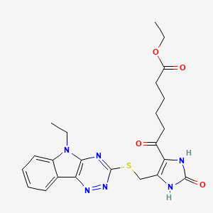 ethyl 6-(5-{[(5-ethyl-5H-[1,2,4]triazino[5,6-b]indol-3-yl)sulfanyl]methyl}-2-oxo-2,3-dihydro-1H-imidazol-4-yl)-6-oxohexanoate