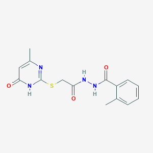 N'-{[(4-hydroxy-6-methylpyrimidin-2-yl)sulfanyl]acetyl}-2-methylbenzohydrazide