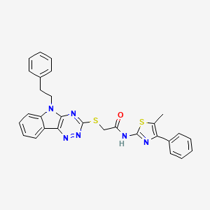 N-(5-methyl-4-phenyl-1,3-thiazol-2-yl)-2-{[5-(2-phenylethyl)-5H-[1,2,4]triazino[5,6-b]indol-3-yl]sulfanyl}acetamide