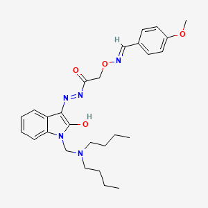 N'-{(3E)-1-[(dibutylamino)methyl]-2-oxo-1,2-dihydro-3H-indol-3-ylidene}-2-({[(E)-(4-methoxyphenyl)methylidene]amino}oxy)acetohydrazide