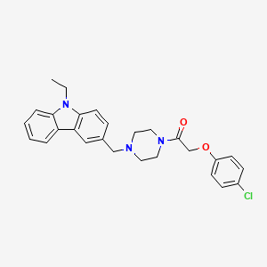 molecular formula C27H28ClN3O2 B10884079 2-(4-chlorophenoxy)-1-{4-[(9-ethyl-9H-carbazol-3-yl)methyl]piperazin-1-yl}ethanone 