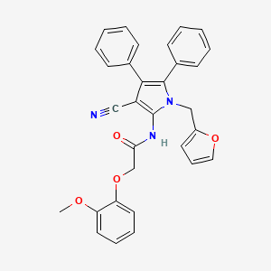 N-[3-cyano-1-(furan-2-ylmethyl)-4,5-diphenyl-1H-pyrrol-2-yl]-2-(2-methoxyphenoxy)acetamide