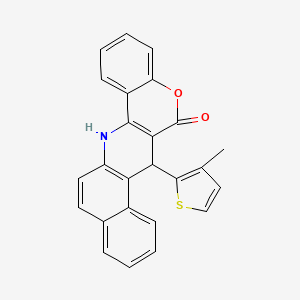 molecular formula C25H17NO2S B10884415 7-(3-methylthiophen-2-yl)-7,14-dihydro-6H-benzo[f]chromeno[4,3-b]quinolin-6-one 