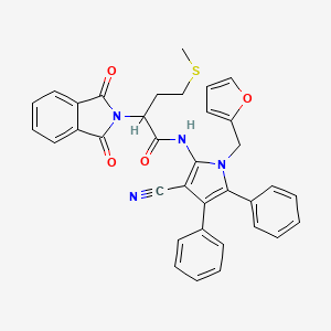 N-[3-cyano-1-(furan-2-ylmethyl)-4,5-diphenyl-1H-pyrrol-2-yl]-2-(1,3-dioxo-1,3-dihydro-2H-isoindol-2-yl)-4-(methylsulfanyl)butanamide