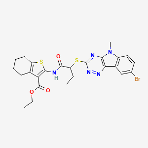 ethyl 2-({2-[(8-bromo-5-methyl-5H-[1,2,4]triazino[5,6-b]indol-3-yl)sulfanyl]butanoyl}amino)-4,5,6,7-tetrahydro-1-benzothiophene-3-carboxylate