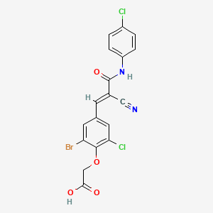 (2-bromo-6-chloro-4-{(1E)-3-[(4-chlorophenyl)amino]-2-cyano-3-oxoprop-1-en-1-yl}phenoxy)acetic acid