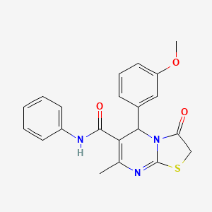 molecular formula C21H19N3O3S B10884570 5-(3-methoxyphenyl)-7-methyl-3-oxo-N-phenyl-2,3-dihydro-5H-[1,3]thiazolo[3,2-a]pyrimidine-6-carboxamide 