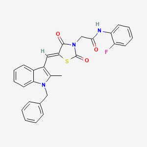 molecular formula C28H22FN3O3S B10884605 2-{(5Z)-5-[(1-benzyl-2-methyl-1H-indol-3-yl)methylidene]-2,4-dioxo-1,3-thiazolidin-3-yl}-N-(2-fluorophenyl)acetamide 