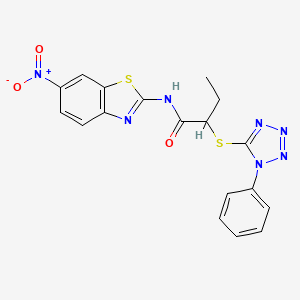 N-(6-nitro-1,3-benzothiazol-2-yl)-2-[(1-phenyl-1H-tetrazol-5-yl)sulfanyl]butanamide