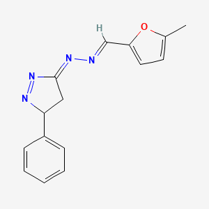 (3E)-3-{(2E)-[(5-methylfuran-2-yl)methylidene]hydrazinylidene}-5-phenyl-4,5-dihydro-3H-pyrazole