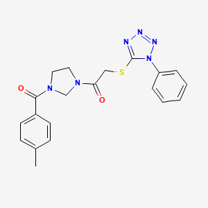 1-{3-[(4-methylphenyl)carbonyl]imidazolidin-1-yl}-2-[(1-phenyl-1H-tetrazol-5-yl)sulfanyl]ethanone