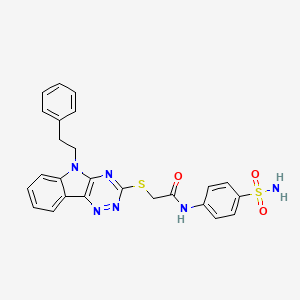 molecular formula C25H22N6O3S2 B10884910 2-{[5-(2-phenylethyl)-5H-[1,2,4]triazino[5,6-b]indol-3-yl]sulfanyl}-N-(4-sulfamoylphenyl)acetamide 