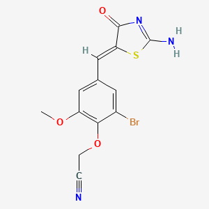 molecular formula C13H10BrN3O3S B10884960 {2-bromo-4-[(Z)-(2-imino-4-oxo-1,3-thiazolidin-5-ylidene)methyl]-6-methoxyphenoxy}acetonitrile 