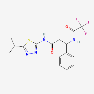 molecular formula C16H17F3N4O2S B10884986 3-phenyl-N-[5-(propan-2-yl)-1,3,4-thiadiazol-2-yl]-3-[(trifluoroacetyl)amino]propanamide 