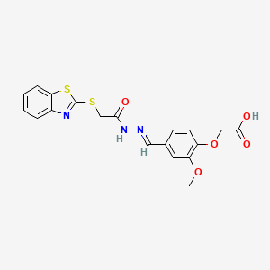 {4-[(E)-{2-[(1,3-benzothiazol-2-ylsulfanyl)acetyl]hydrazinylidene}methyl]-2-methoxyphenoxy}acetic acid