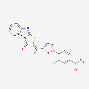 molecular formula C22H14N2O4S B10885035 3-methyl-4-{5-[(Z)-(3-oxo[1,3]thiazolo[3,2-a]benzimidazol-2(3H)-ylidene)methyl]furan-2-yl}benzoic acid 