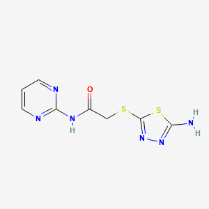 molecular formula C8H8N6OS2 B10885106 2-[(5-amino-1,3,4-thiadiazol-2-yl)sulfanyl]-N-(pyrimidin-2-yl)acetamide 