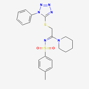 4-methyl-N-[(1Z)-2-[(1-phenyl-1H-tetrazol-5-yl)sulfanyl]-1-(piperidin-1-yl)ethylidene]benzenesulfonamide