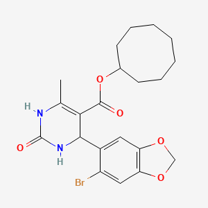 molecular formula C21H25BrN2O5 B10885195 Cyclooctyl 4-(6-bromo-1,3-benzodioxol-5-yl)-6-methyl-2-oxo-1,2,3,4-tetrahydropyrimidine-5-carboxylate 