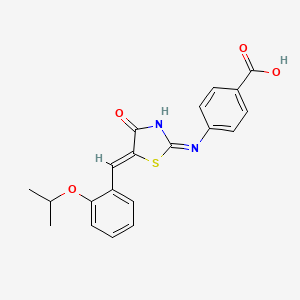 molecular formula C20H18N2O4S B10885207 4-[[(5Z)-4-oxo-5-[(2-propan-2-yloxyphenyl)methylidene]-1,3-thiazol-2-yl]amino]benzoic acid 