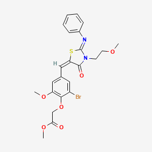 molecular formula C23H23BrN2O6S B10885239 methyl (2-bromo-6-methoxy-4-{(E)-[(2Z)-3-(2-methoxyethyl)-4-oxo-2-(phenylimino)-1,3-thiazolidin-5-ylidene]methyl}phenoxy)acetate 