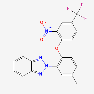 molecular formula C20H13F3N4O3 B10885272 2-{5-methyl-2-[2-nitro-4-(trifluoromethyl)phenoxy]phenyl}-2H-benzotriazole 