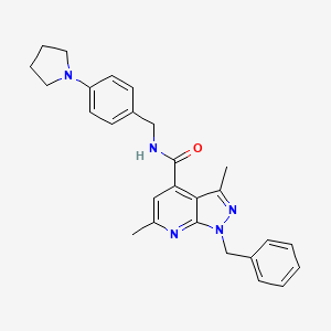 1-benzyl-3,6-dimethyl-N-[4-(pyrrolidin-1-yl)benzyl]-1H-pyrazolo[3,4-b]pyridine-4-carboxamide