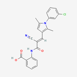 molecular formula C23H18ClN3O3 B10885356 2-({(2E)-3-[1-(3-chlorophenyl)-2,5-dimethyl-1H-pyrrol-3-yl]-2-cyanoprop-2-enoyl}amino)benzoic acid 