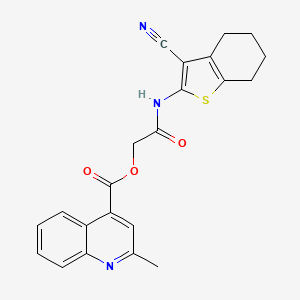 molecular formula C22H19N3O3S B10885363 2-[(3-Cyano-4,5,6,7-tetrahydro-1-benzothiophen-2-yl)amino]-2-oxoethyl 2-methylquinoline-4-carboxylate 