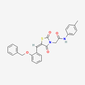 molecular formula C26H22N2O4S B10885394 2-{(5E)-5-[2-(benzyloxy)benzylidene]-2,4-dioxo-1,3-thiazolidin-3-yl}-N-(4-methylphenyl)acetamide 