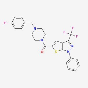 molecular formula C24H20F4N4OS B10885415 [4-(4-fluorobenzyl)piperazin-1-yl][1-phenyl-3-(trifluoromethyl)-1H-thieno[2,3-c]pyrazol-5-yl]methanone 