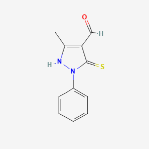 5-methyl-2-phenyl-3-sulfanylidene-1H-pyrazole-4-carbaldehyde