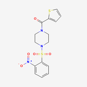 molecular formula C15H15N3O5S2 B10885558 {4-[(2-Nitrophenyl)sulfonyl]piperazin-1-yl}(thiophen-2-yl)methanone 