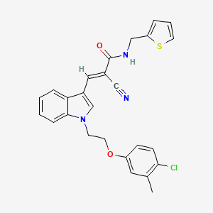 (2E)-3-{1-[2-(4-chloro-3-methylphenoxy)ethyl]-1H-indol-3-yl}-2-cyano-N-(thiophen-2-ylmethyl)prop-2-enamide