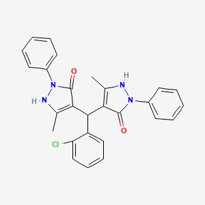 molecular formula C27H23ClN4O2 B10885673 4,4'-[(2-chlorophenyl)methanediyl]bis(3-methyl-1-phenyl-1H-pyrazol-5-ol) 